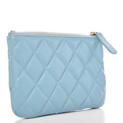 Chanel Lambskin Quilted Small Cosmetic Case Blue 3 of 7
