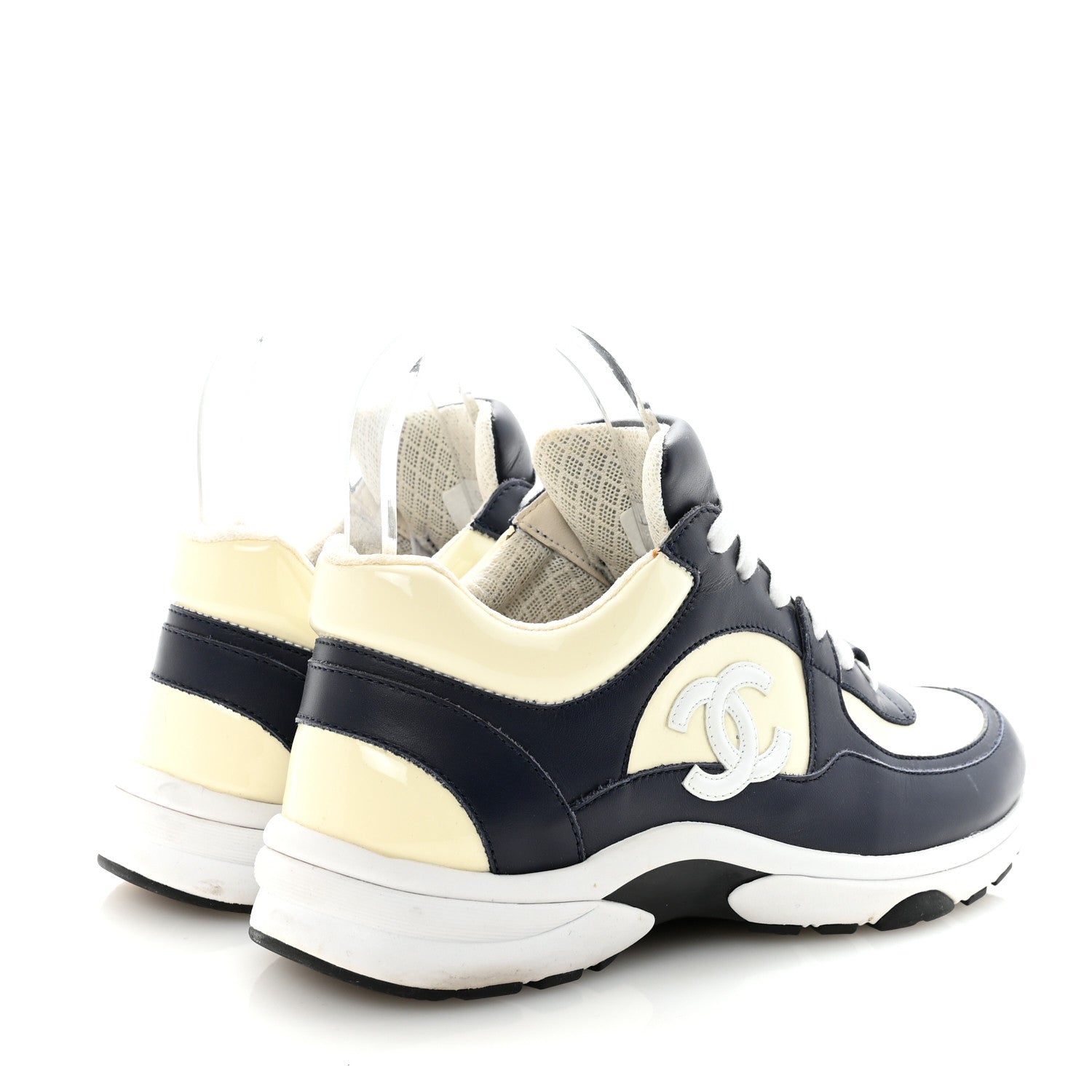 Chanel Patent Calfskin CC Sneakers  36 Navy White 5 of 9
