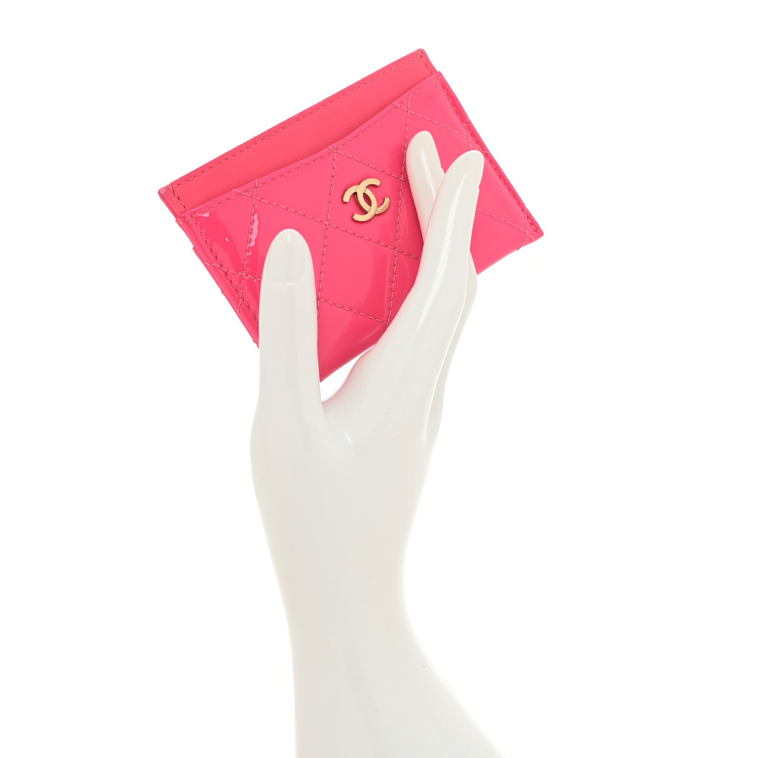 Chanel Patent Quilted Card Holder Pink 2 of 11