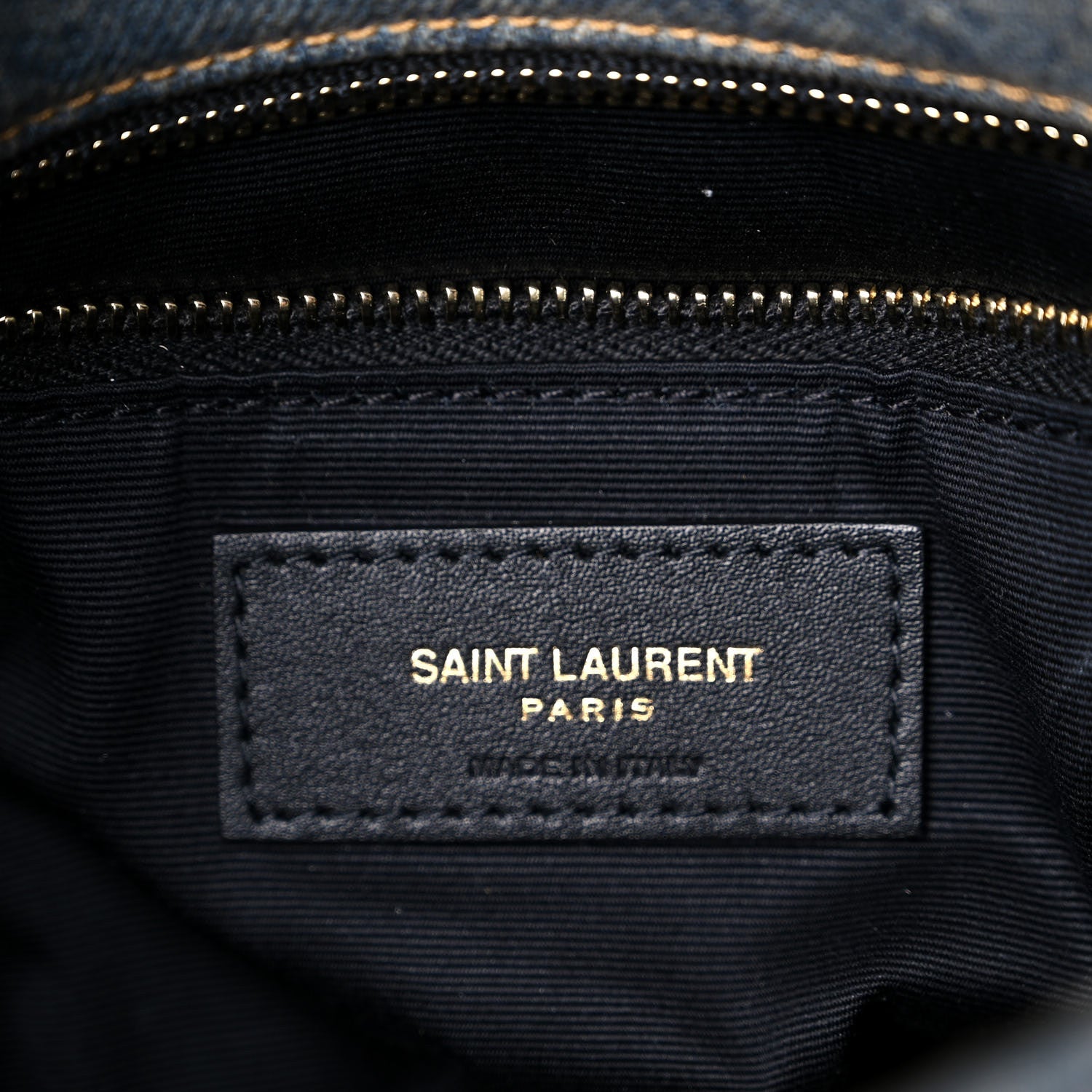 Saint Laurent Denim Quilted Toy Loulou Puffer Monogram Chain Satchel Blue Black 6 of 10