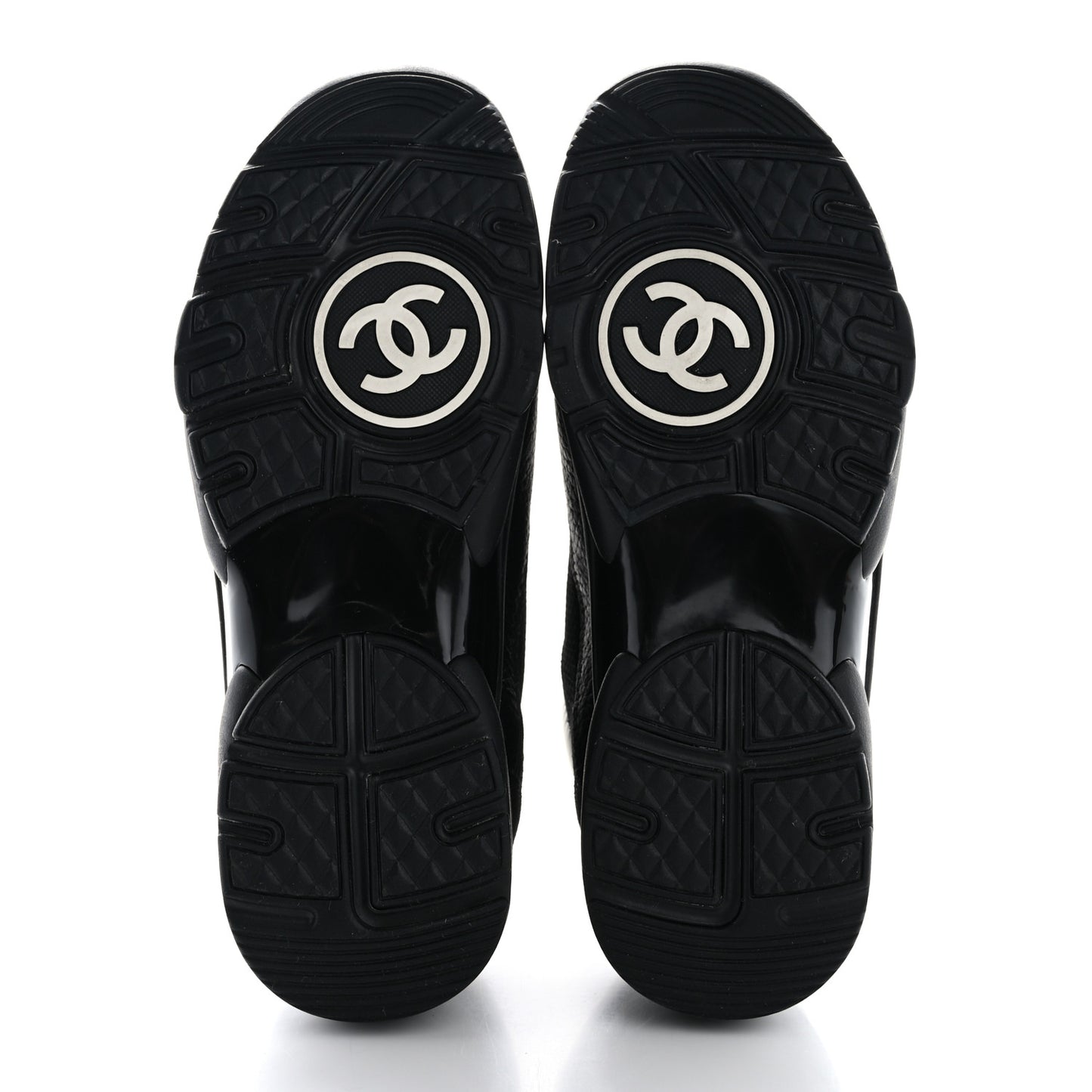 Mesh Suede Grained Calfskin Womens CC Sneakers 39 Black White