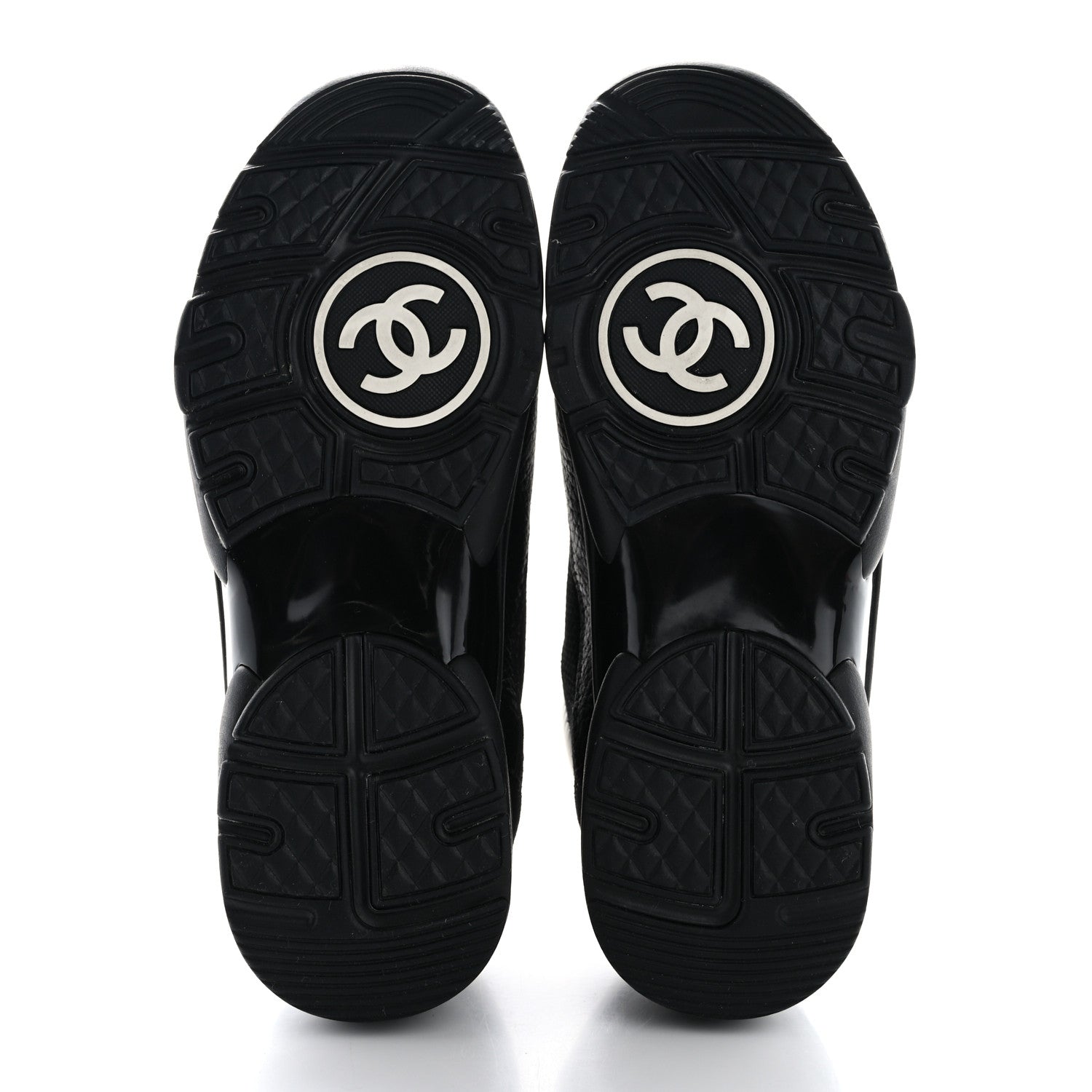Chanel Mesh Suede Grained Calfskin Womens CC Sneakers 39 Black White 6 of 9