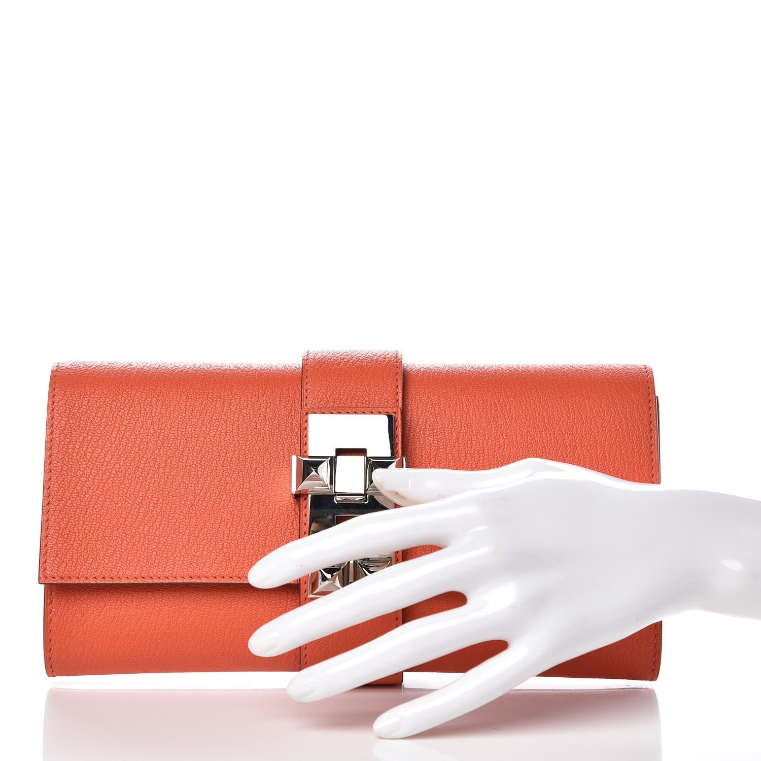 Hermes Chevre Mysore Medor 23 Clutch Orange Poppy 2 of 7