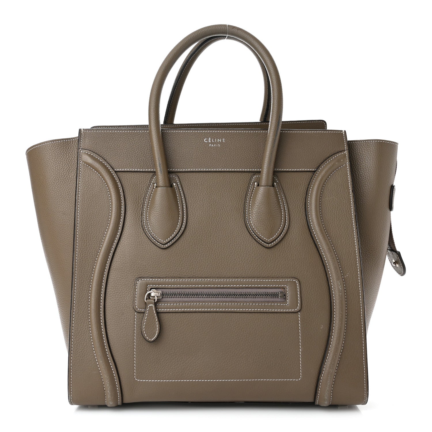 Celine Drummed Calfskin Mini Luggage Bag Souris 1 of 12