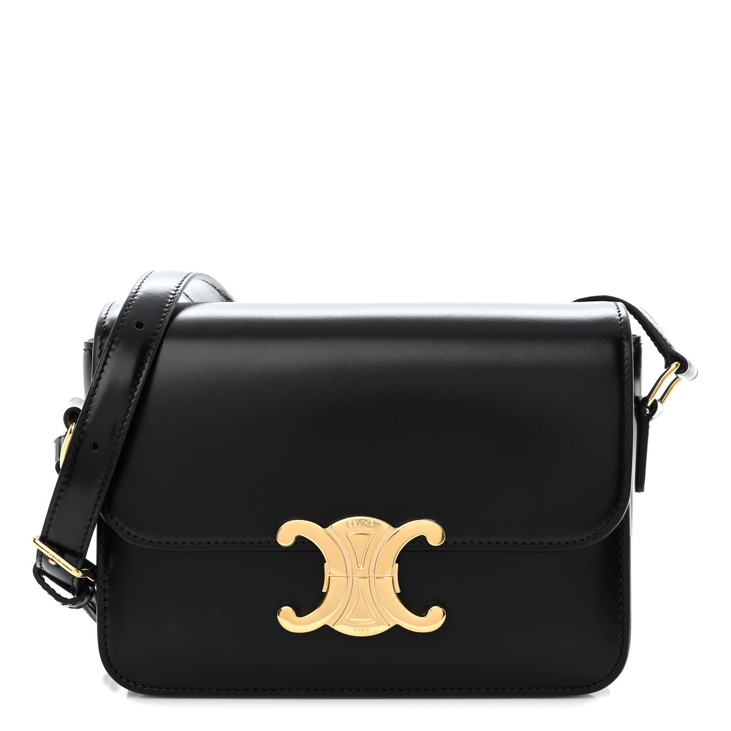 Celine Shiny Calfskin Teen Triomphe Black 1 of 9