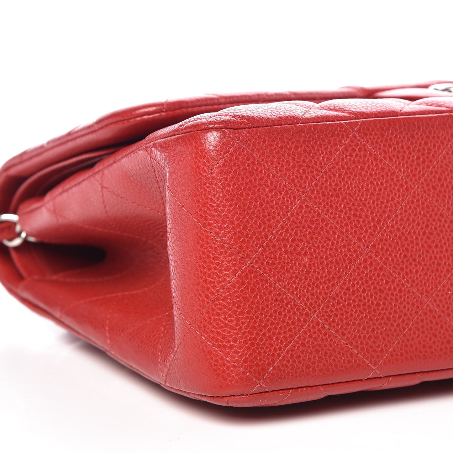 Caviar Quilted Jumbo Double Flap Red