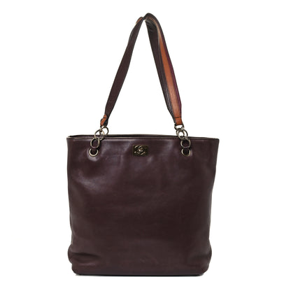 Chanel Lambskin North South Tote Burgundy 1 of 9