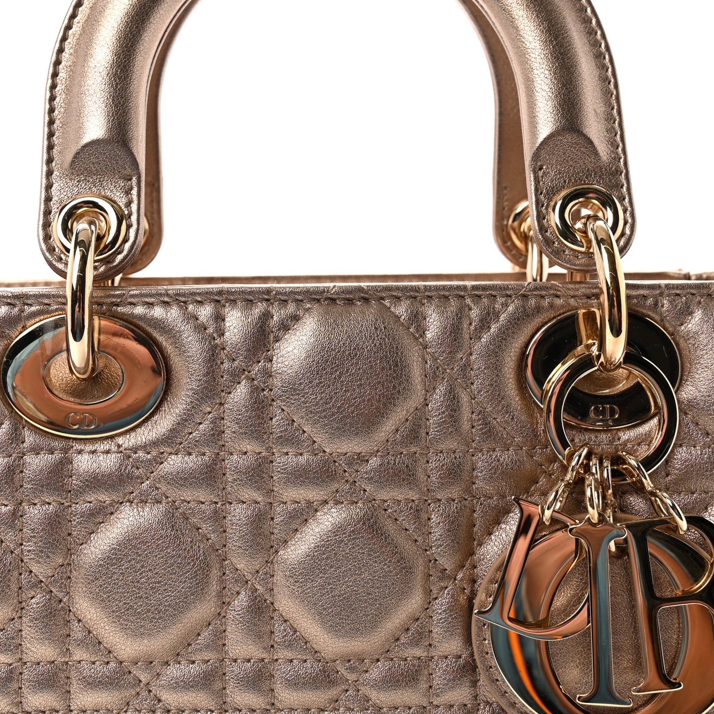 Metallic Lambskin Cannage Small My ABCDior Lady Dior Gold