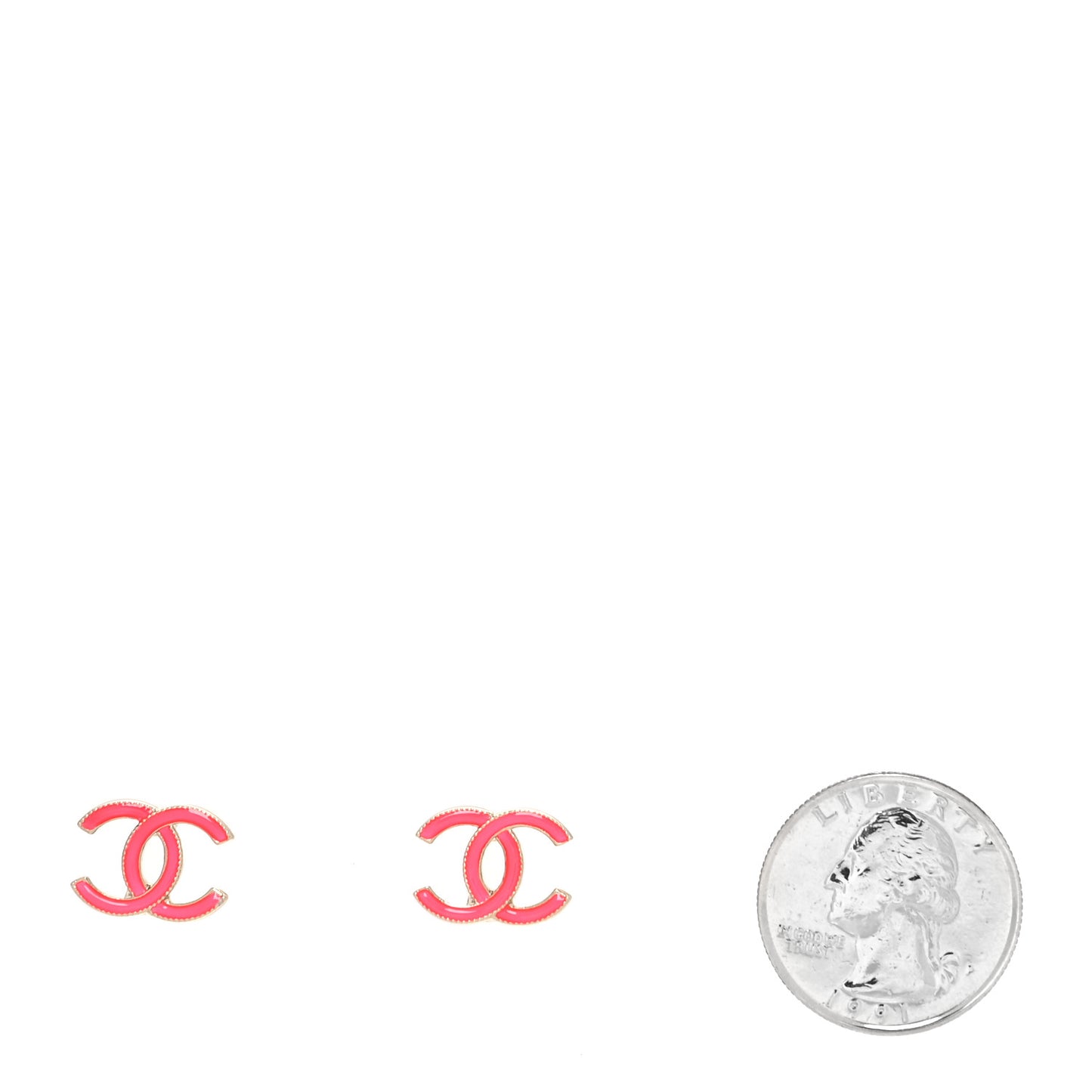 Enamel CC Earrings Pink Gold