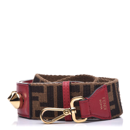 Fendi Ribbon Vitello Century FF 1974 Studded Strap You Fango Marrone Fragola 1 of 7