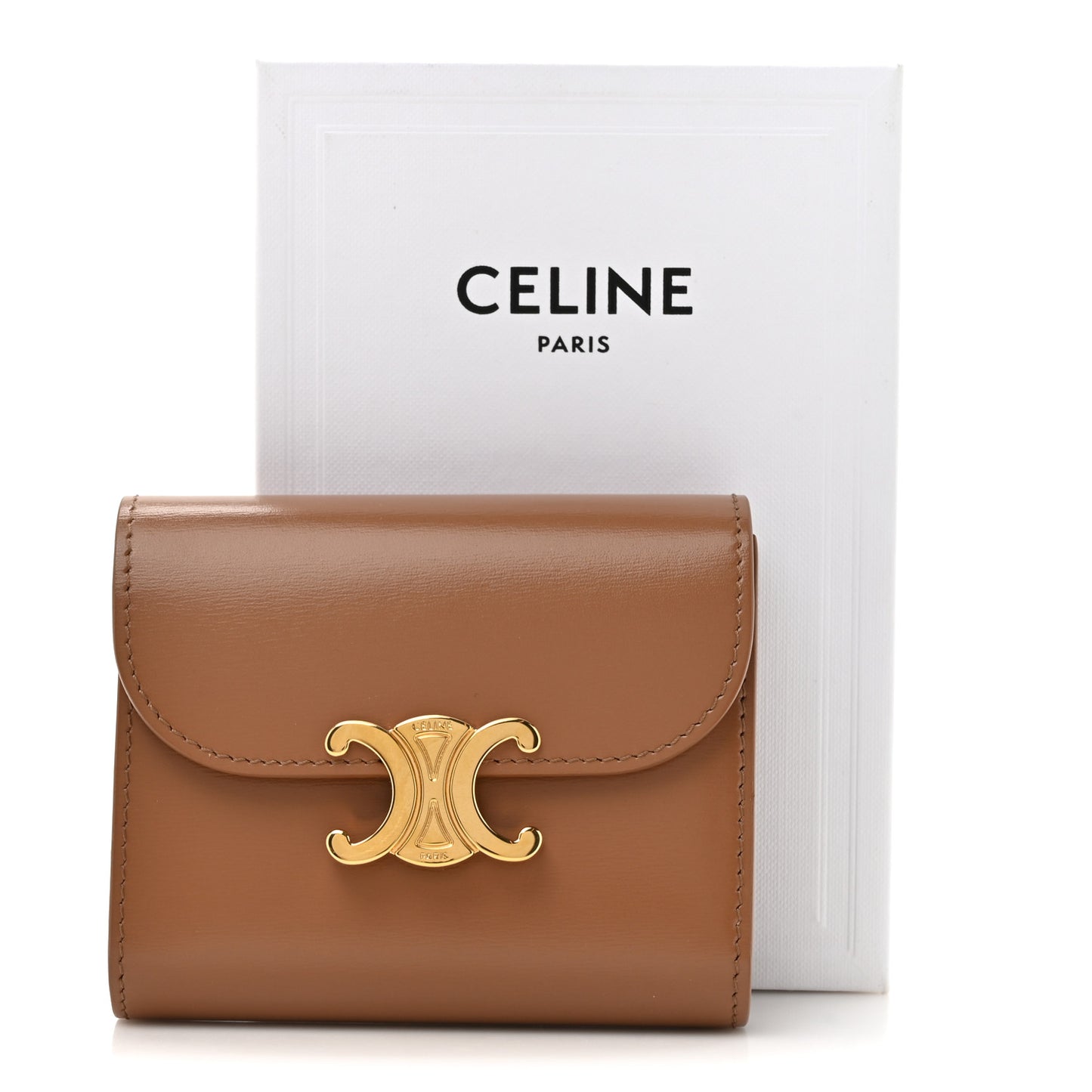 Shiny Calfskin Small Triomphe Wallet Bronze