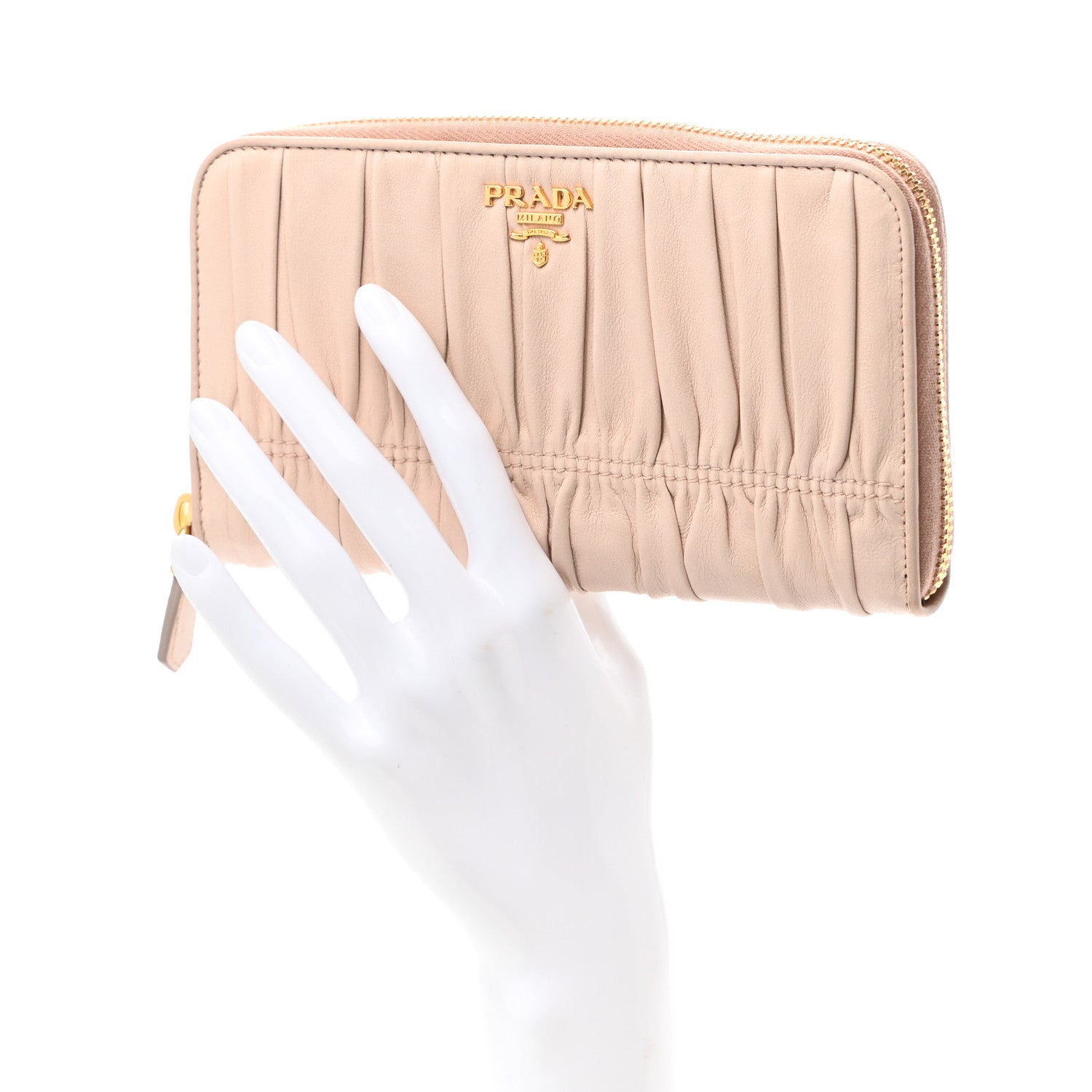 Prada Nappa Gaufre Zip Around Wallet Cipria 2 of 6