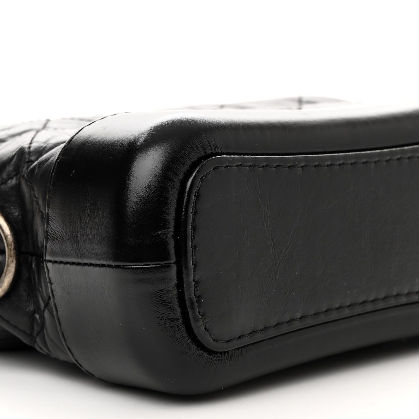 Aged Calfskin Quilted Small Gabrielle Hobo Black