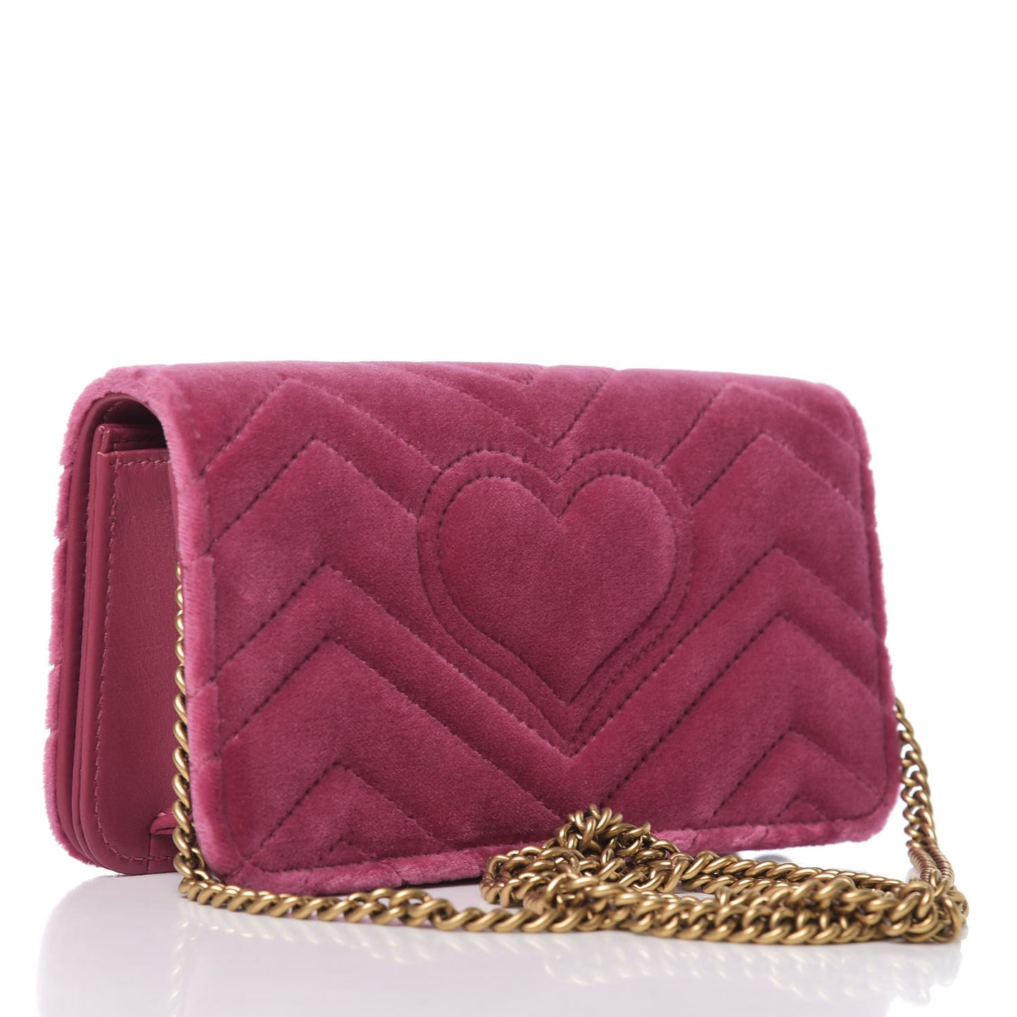 Velvet Matelasse Love Embroidered GG Marmont Mini Bag Light Raspberry Rose