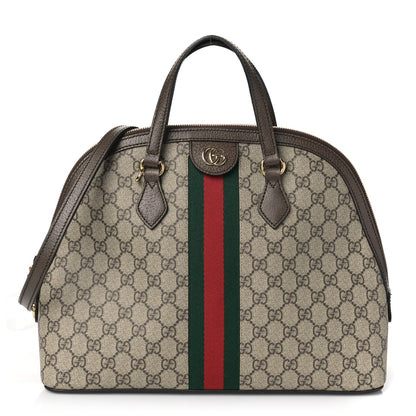 Gucci GG Supreme Monogram Web Medium Ophidia Top Handle Dome Bag Brown 1 of 10