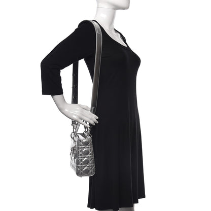 Christian Dior Metallic Grained Calfskin Cannage Small Lucky Badges My Lady Dior Silver 2 of 10