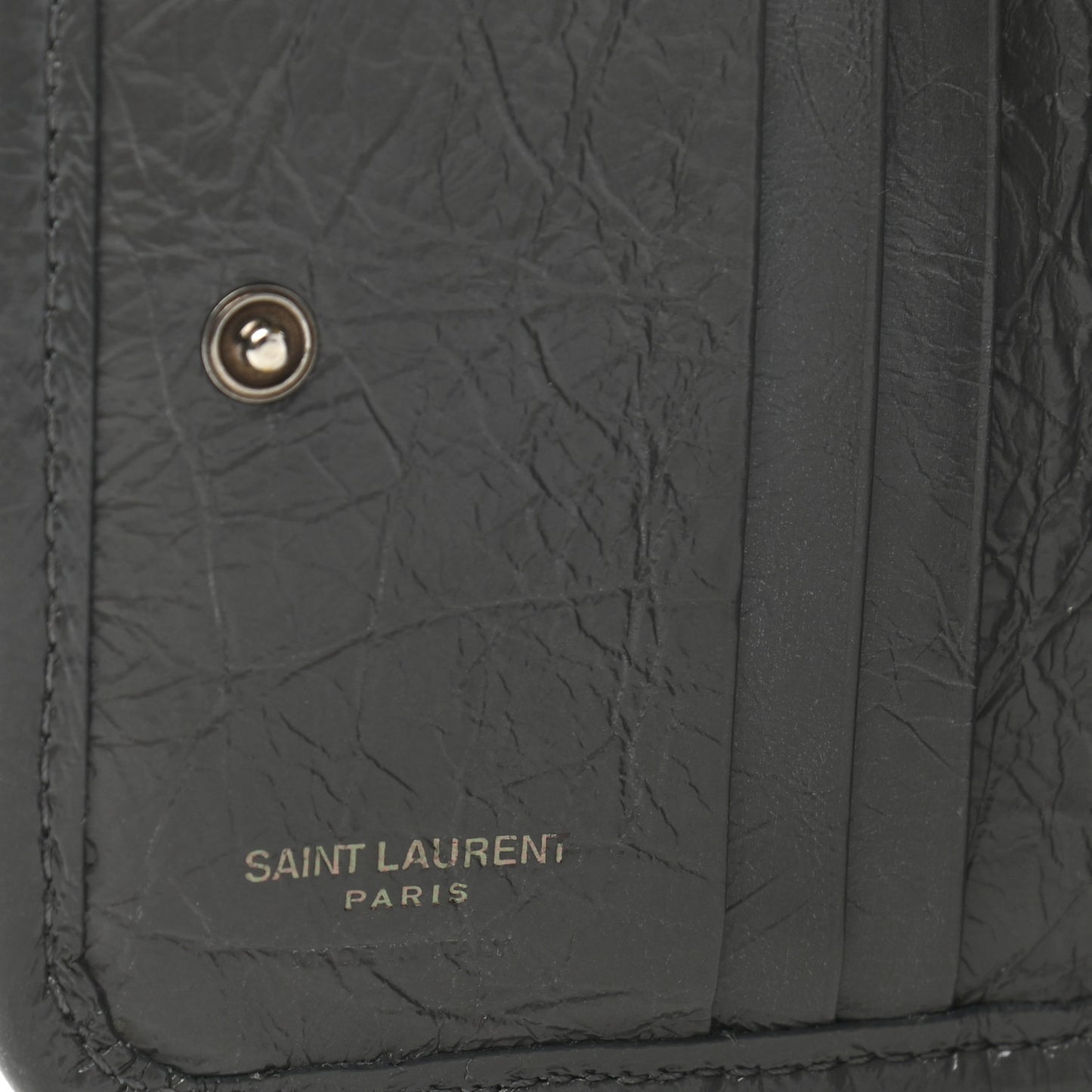 Crinkled Calfskin Matelasse Monogram Niki Compact Wallet Storm