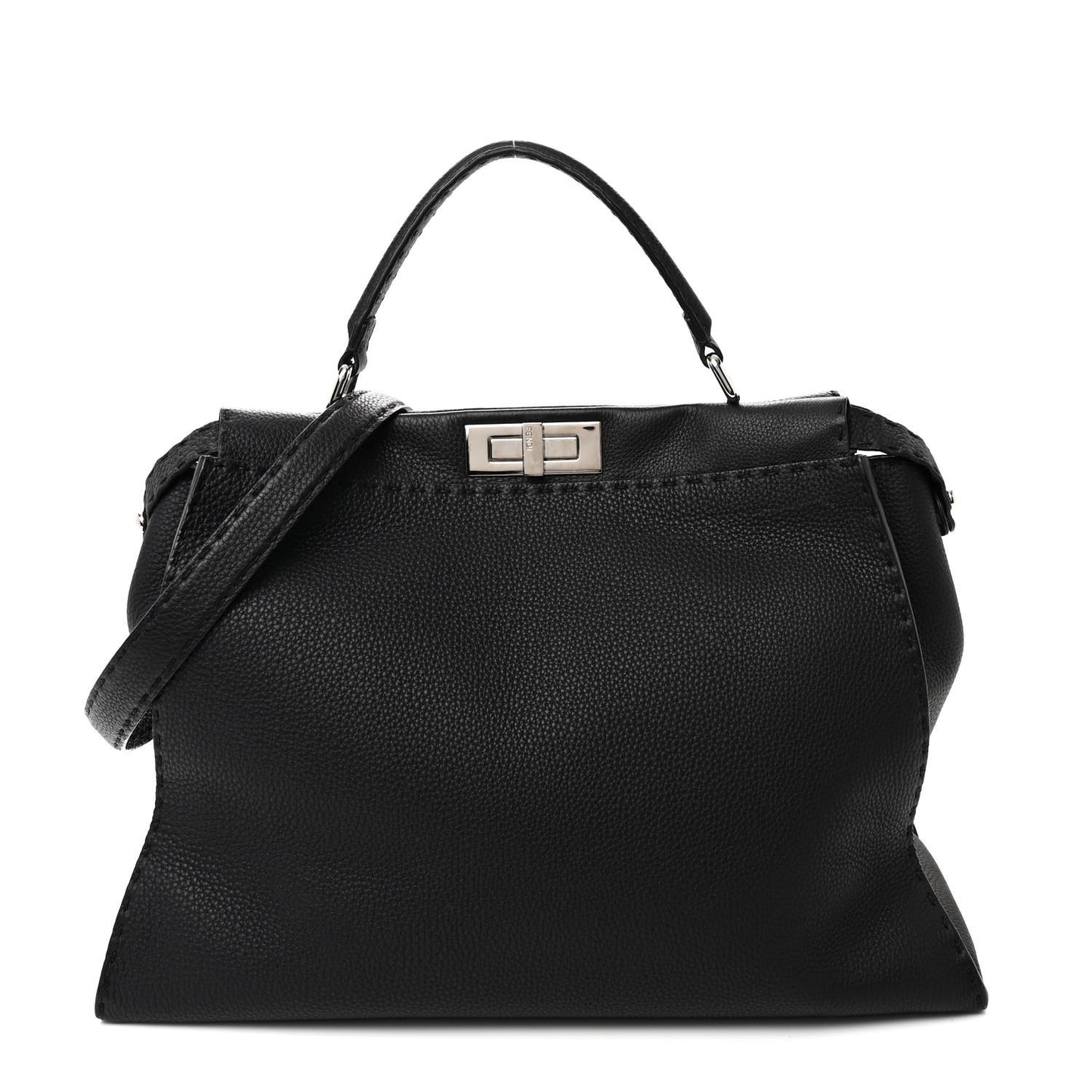 Cuoio Romano Selleria Bi-Color Large Peekaboo Iconic Satchel Black Mou