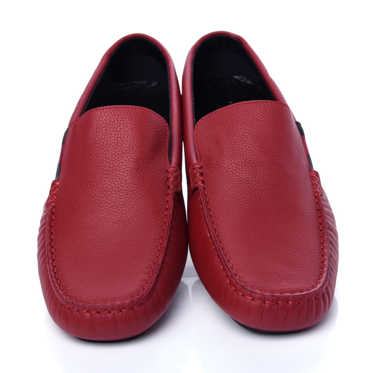 Gucci Calfskin Web Mens Driver Loafers 9 Red 5 of 11