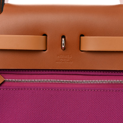 Hermes Toile Militaire Vache Hunter Herbag Zip Retourne 31 PM Rose Pourpre Fauve 7 of 12