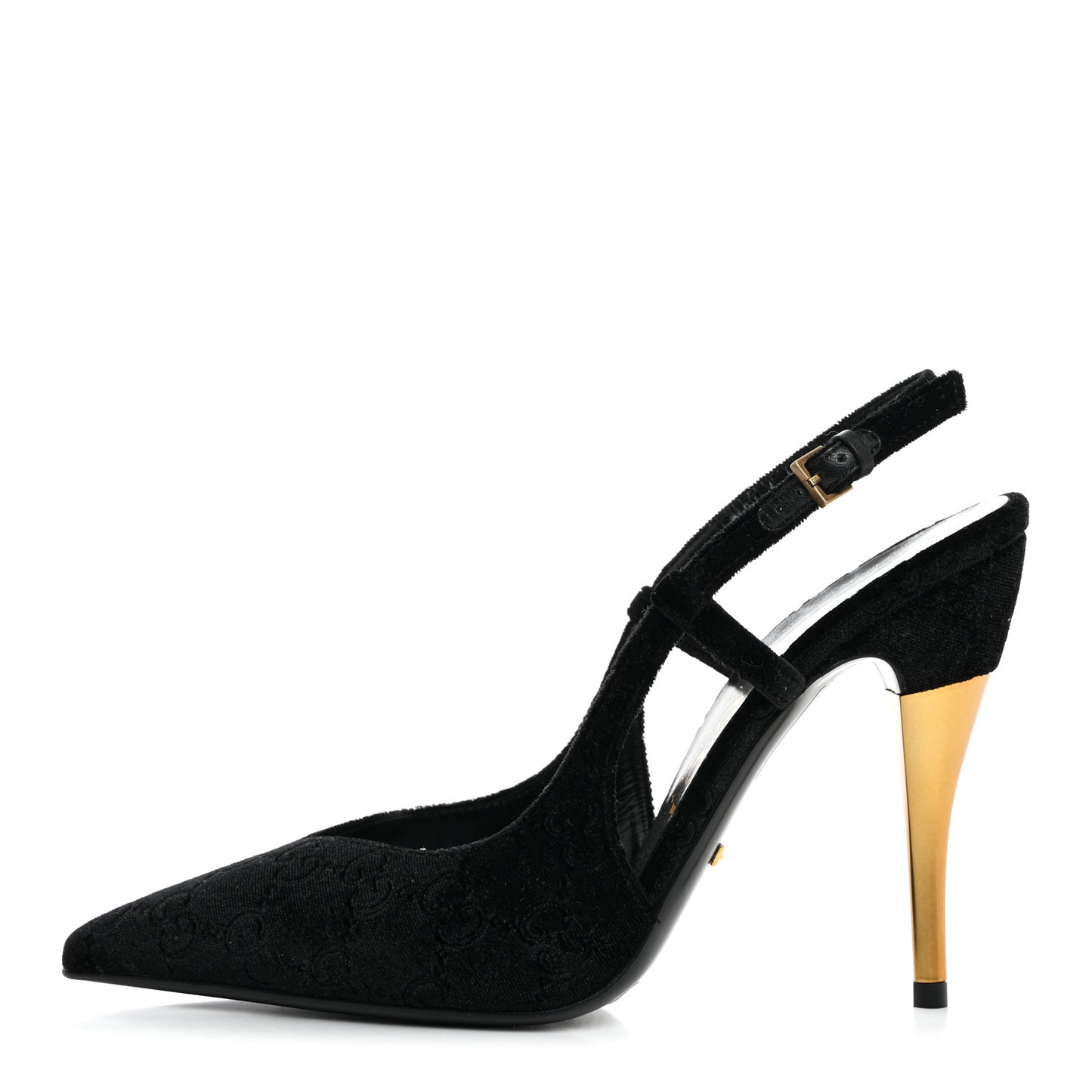 Velvet GG Monogram Slingback 115mm Pumps 37 Black