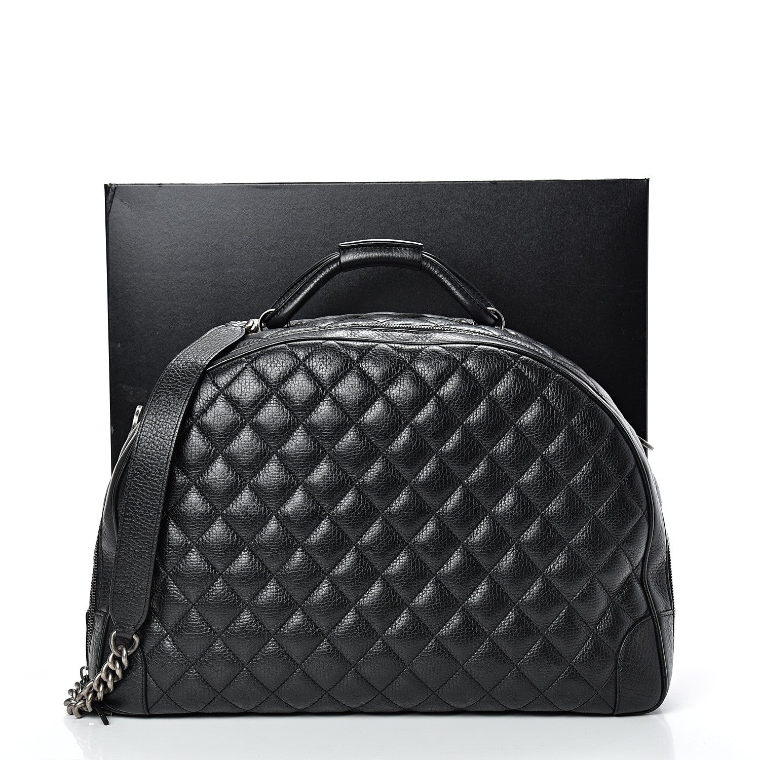 Chanel Calfskin Quilted Large Airlines Round Trip Bowling Bag Black 10 of 10