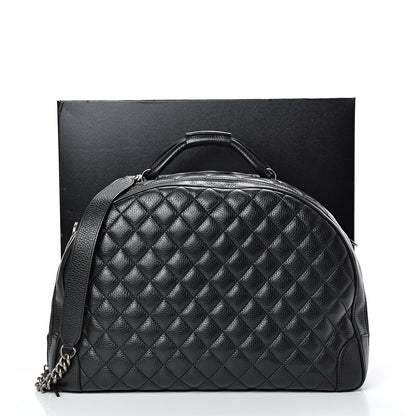 Chanel Calfskin Quilted Large Airlines Round Trip Bowling Bag Black 10 of 10
