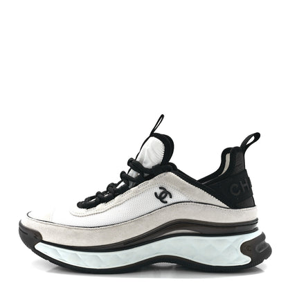 Chanel Velvet Calfskin Mixed Fibers CC Sneakers 39.5 Ivory Black 1 of 10