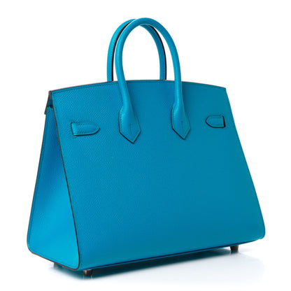 Hermes Epsom Birkin Sellier 25 Bleu Frida 3 of 11