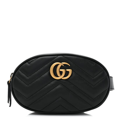 Gucci Calfskin Matelasse GG Marmont Belt Bag 75 30 Black 1 of 9