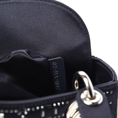 Christian Dior Satin Crystal Cannage Mini Lady Dior Black 9 of 10
