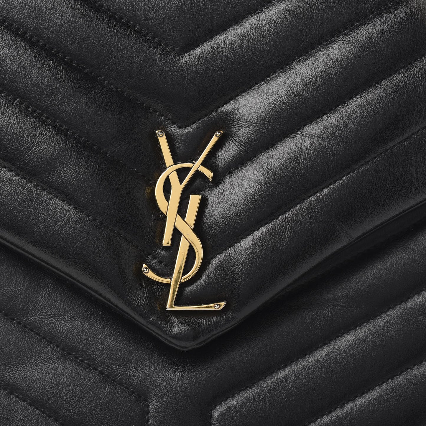 Calfskin Y Quilted Monogram Large Loulou Chain Satchel Black