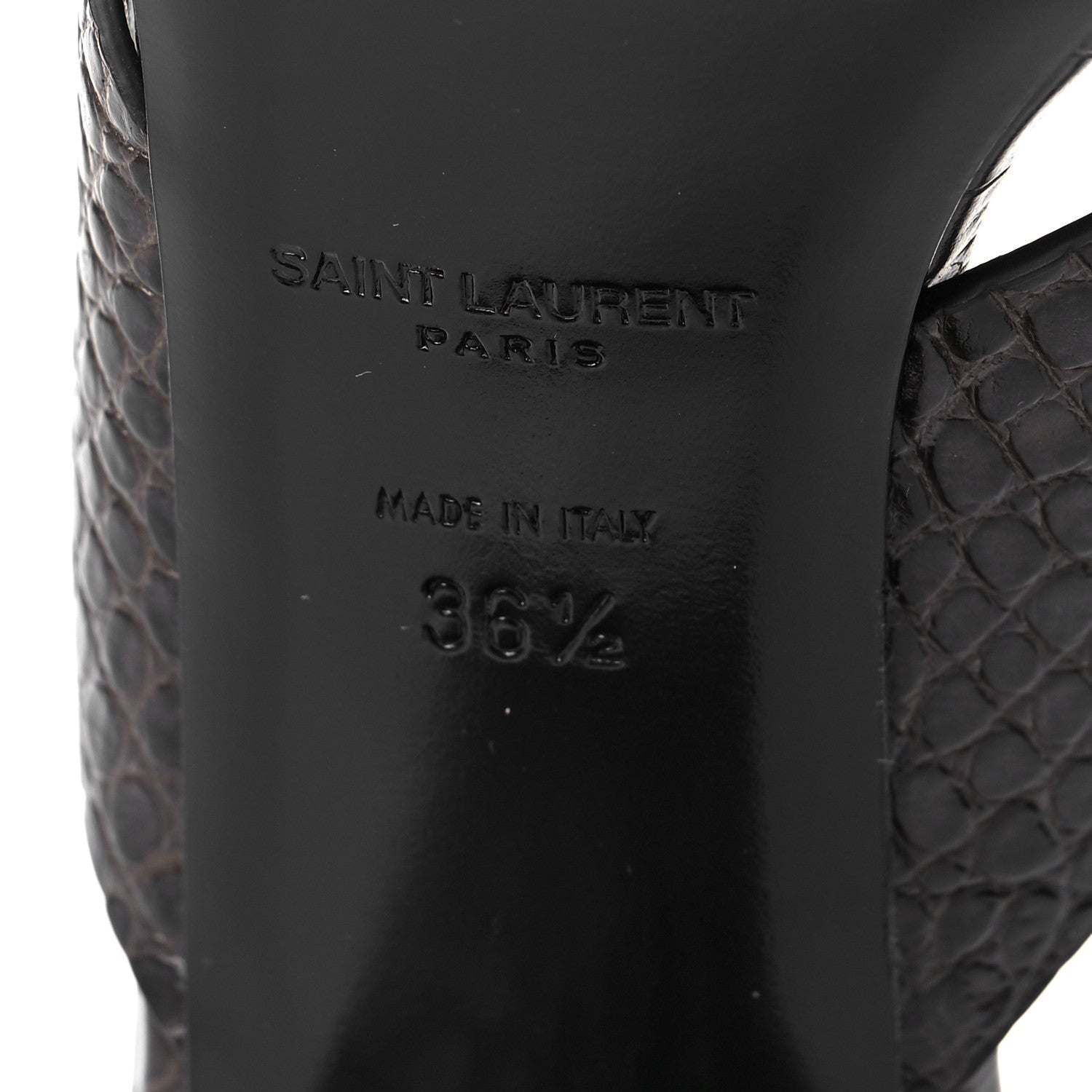Saint Laurent Crocodile Embossed Calfskin LouLou Mule Sandals 36.5 Ultra Grey 6 of 7