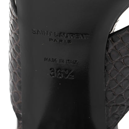 Saint Laurent Crocodile Embossed Calfskin LouLou Mule Sandals 36.5 Ultra Grey 6 of 7