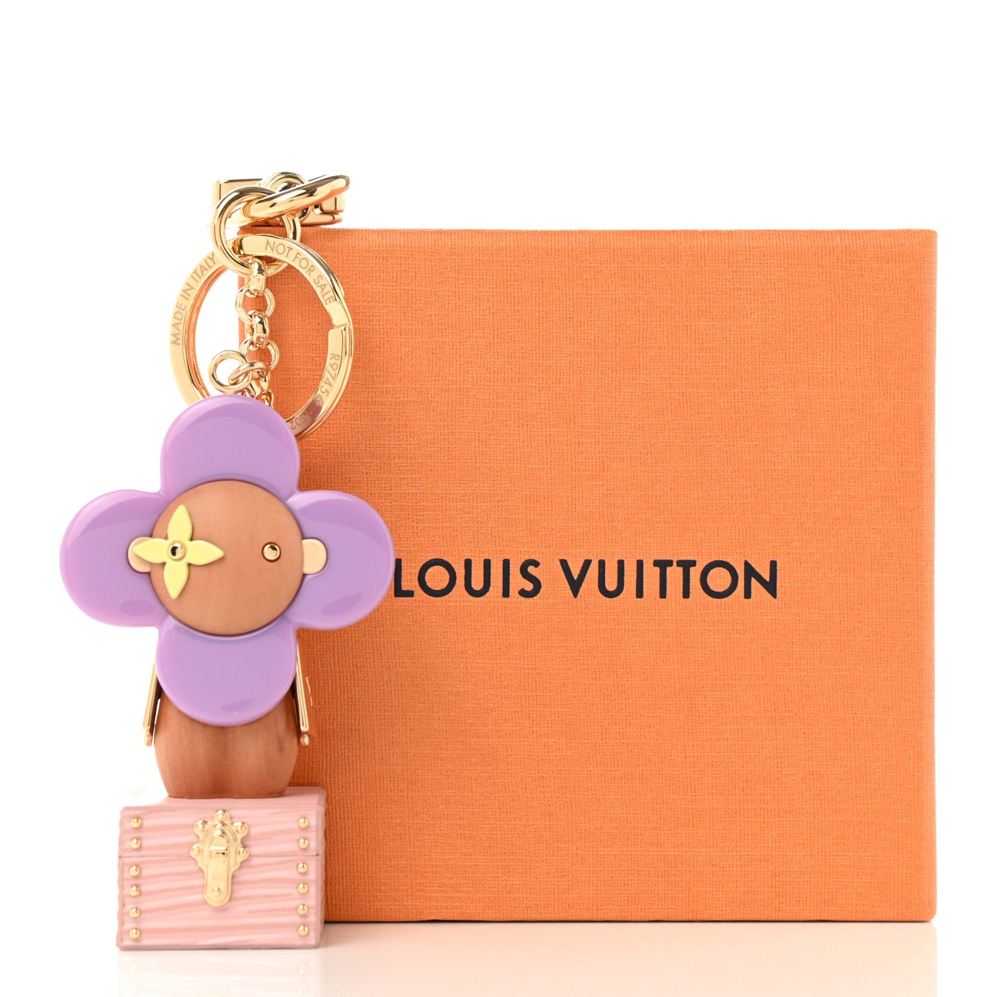 Resin Wood Vivienne Trunk Bag Charm Key Holder Pink