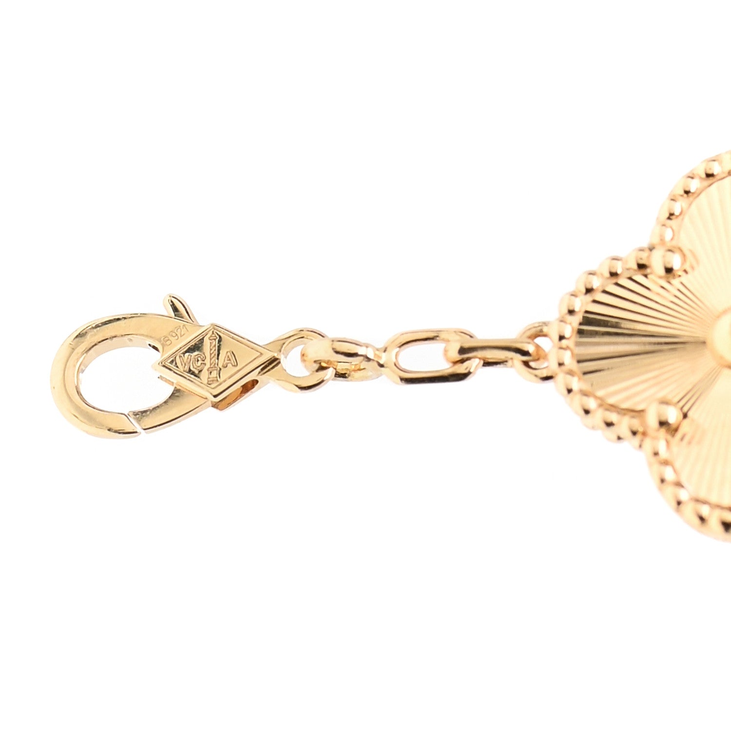 Van Cleef & Arpels 18K Yellow Gold 5 Motifs Guilloche Vintage Alhambra Bracelet 3 of 6