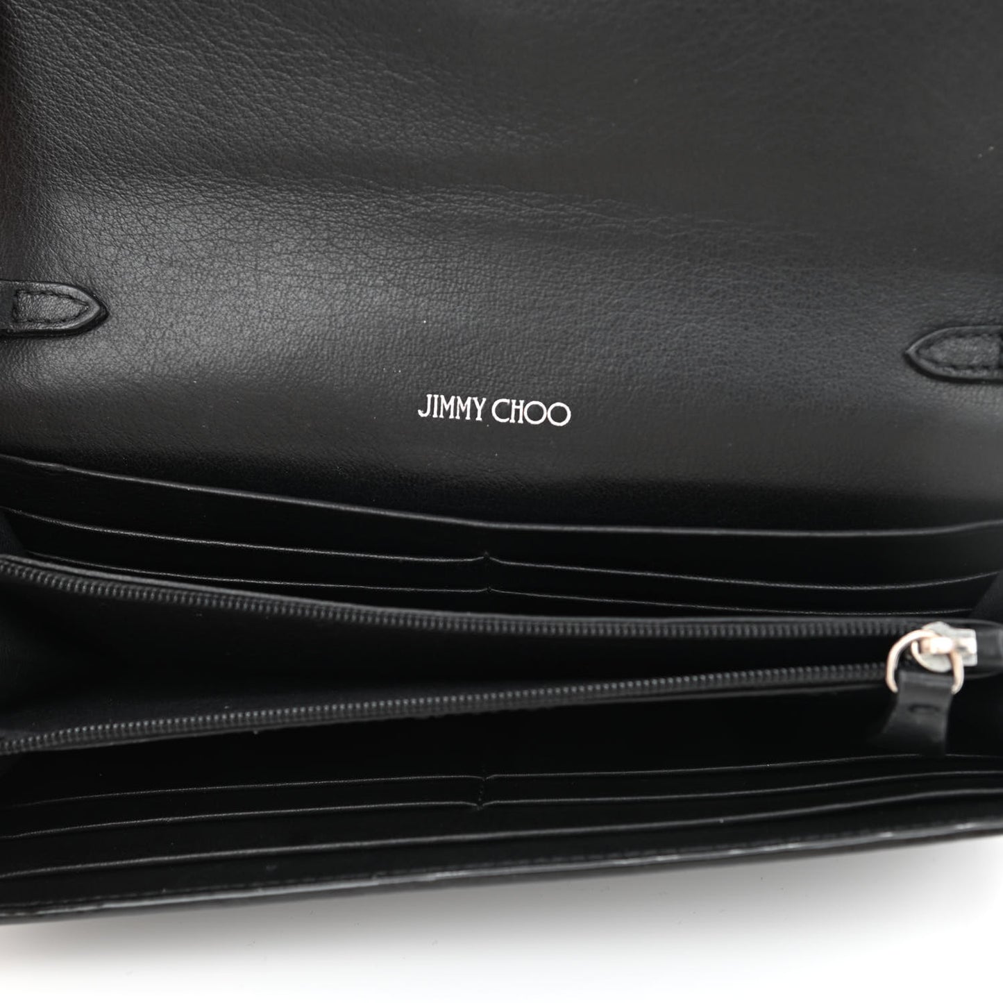 Calfskin Crystal Cheri Wallet on Chain Bag Black