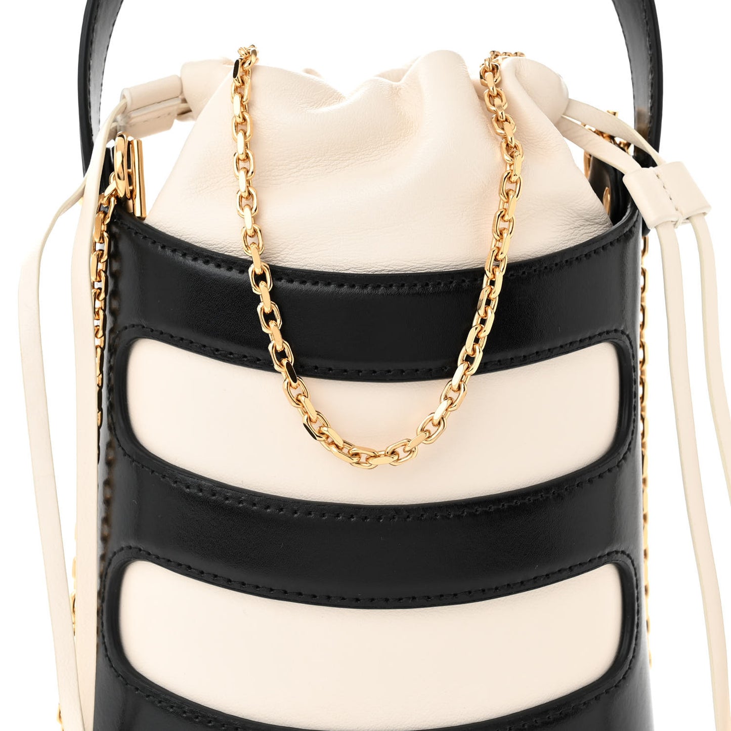 Calfskin The Rise Mini Bucket Bag White Black