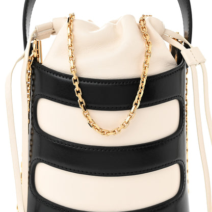Alexander McQueen Calfskin The Rise Mini Bucket Bag White Black 8 of 11