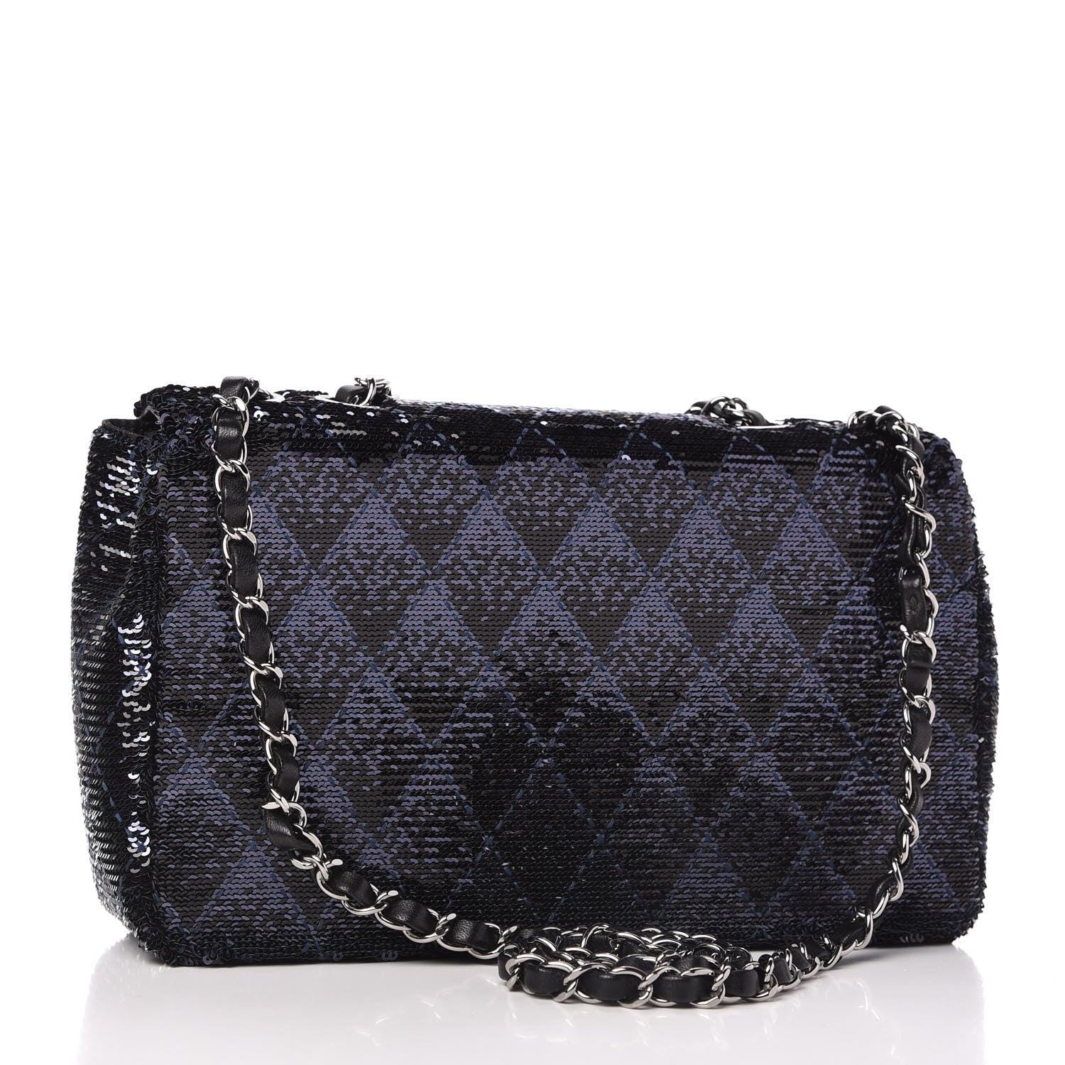 Chanel Sequin Quilted Medium Single Flap Blue 3 of 11