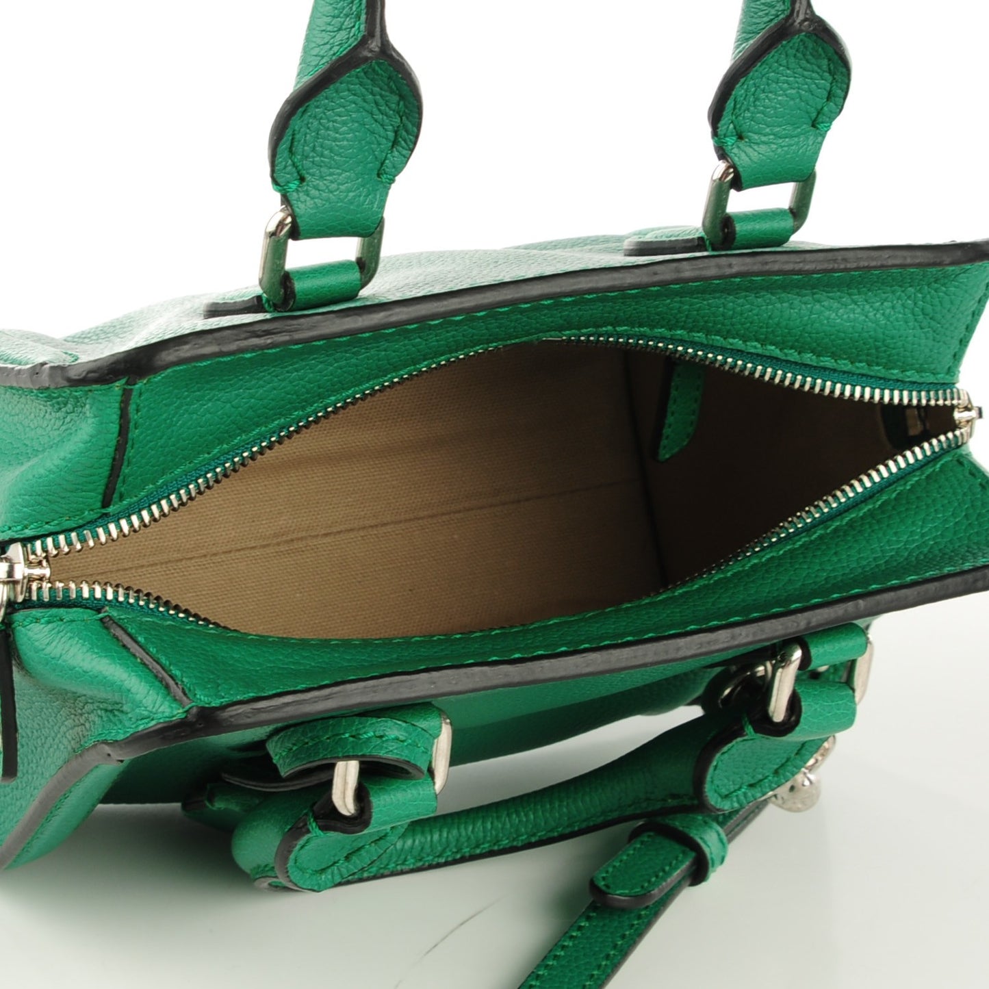 Pebbled Calfskin Mini Padlock Green