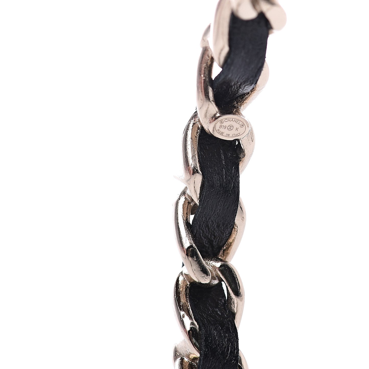 Lambskin Pearl CC Chain Hoop Earrings Gold Black