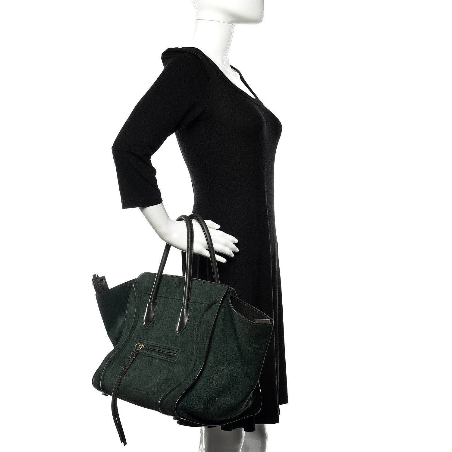 Celine Suede Small Phantom Luggage Olive 2 of 13