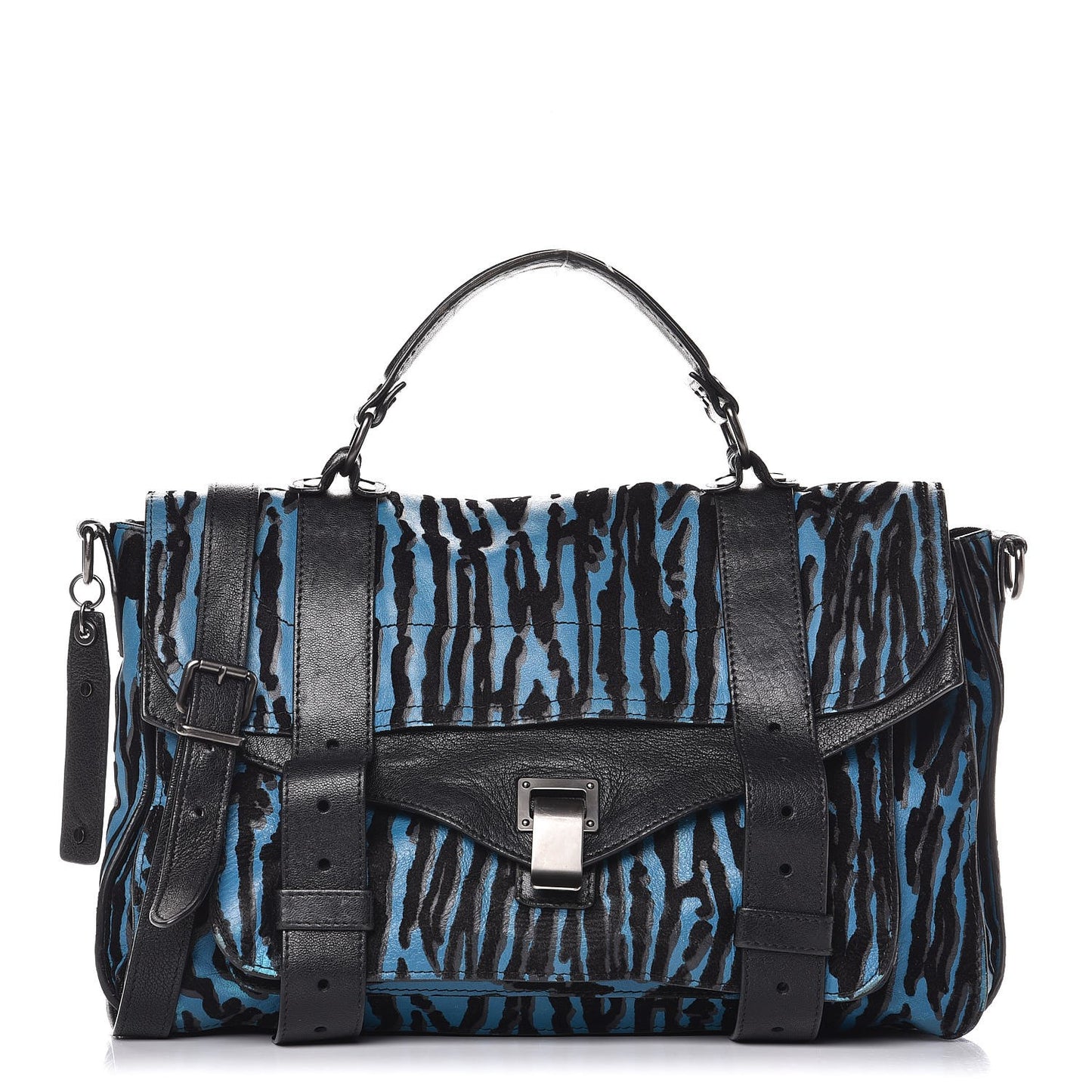 Lambskin Velvet Medium Woodgrain PS1 Satchel Teal Black