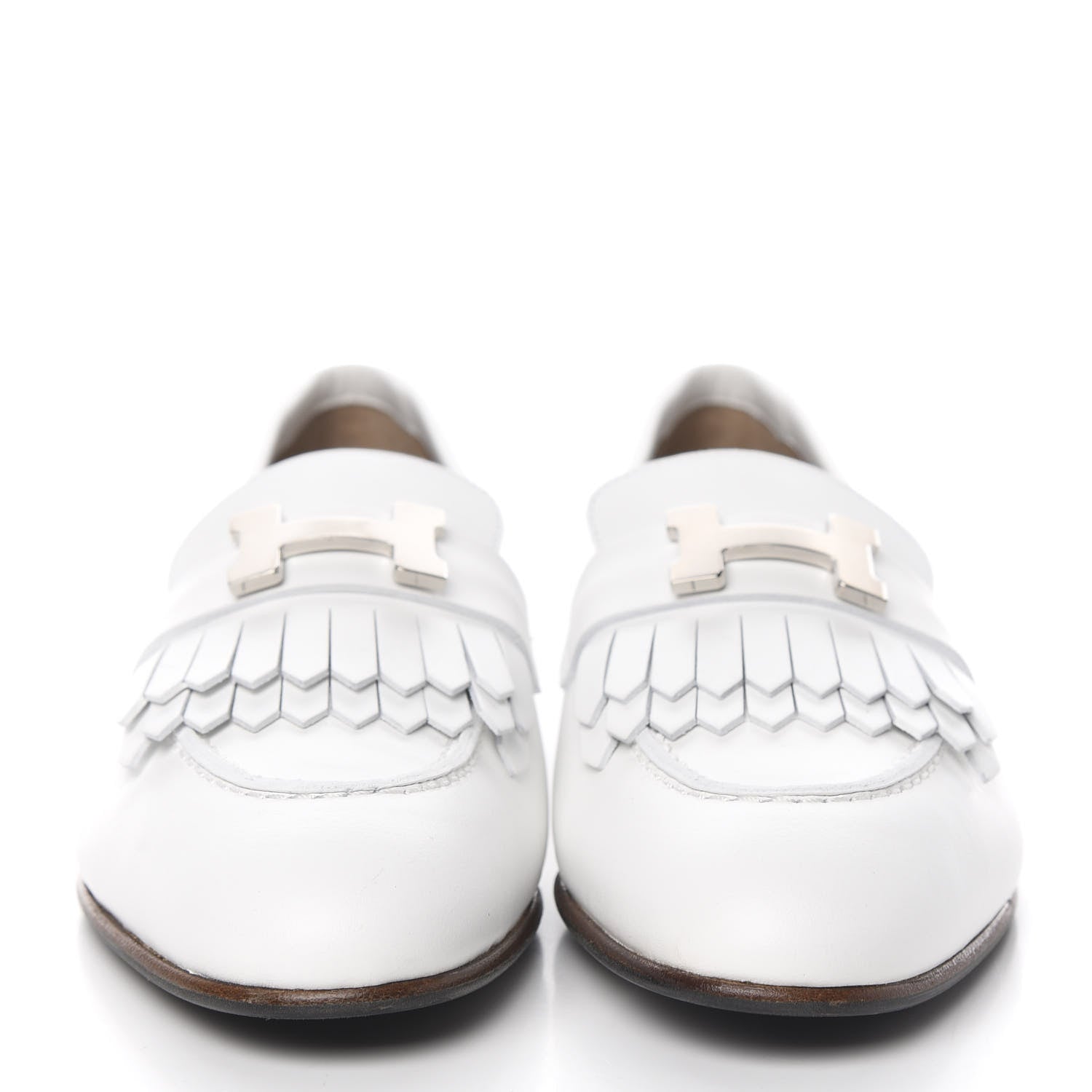 Hermes Calfskin Womens Royal Loafers 36.5 White 2 of 9