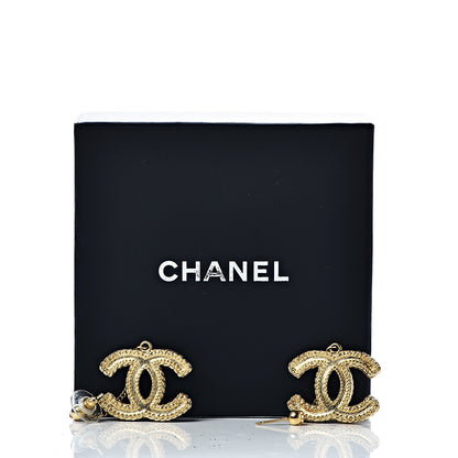 Chanel CC Drop Earrings Matte Gold 5 of 5