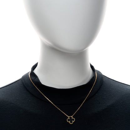 Van Cleef & Arpels 18K Yellow Gold Black Onyx Vintage Alhambra Pendant Necklace 2 of 5
