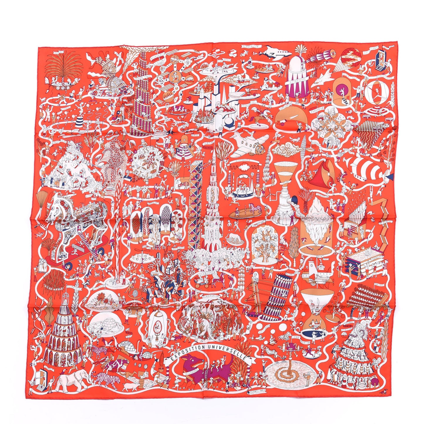Silk Exposition Universelle Scarf 90 Rouge Creme Violet