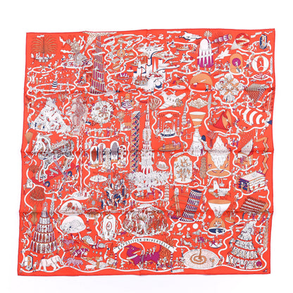 Hermes Silk Exposition Universelle Scarf 90 Rouge Creme Violet 1 of 4