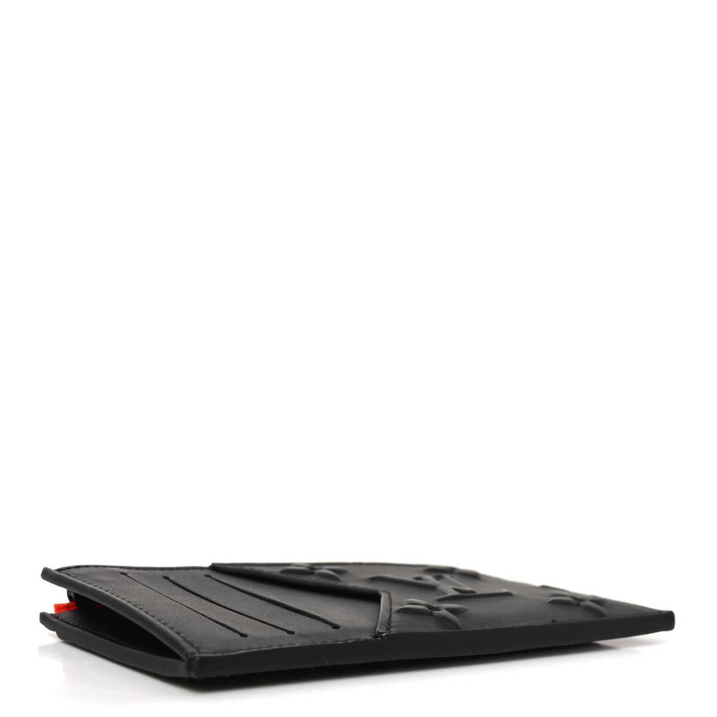 Calfskin Debossed Monogram Seal Coin Card Holder Black
